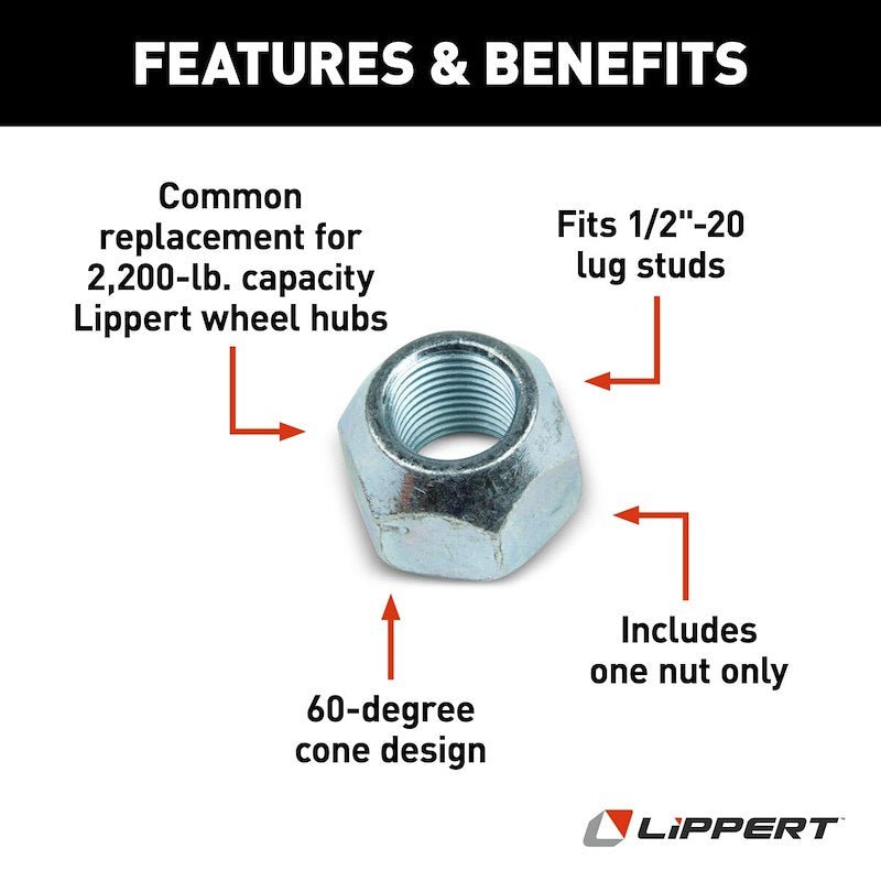 Lippert Components 122076 60 Degree Cone Wheel NUT 1/2