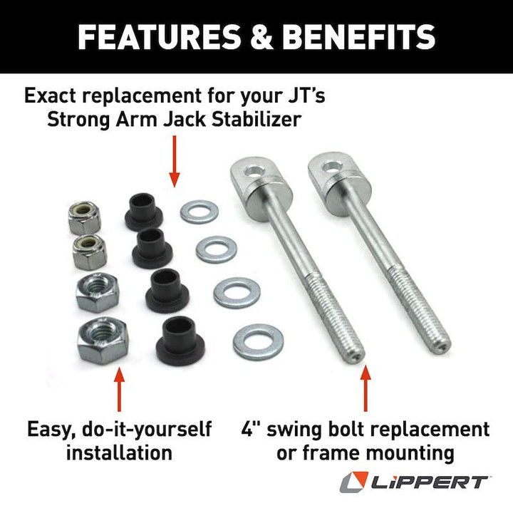 Lippert Components 314596 JT's Strong Arm Trailer Stabilizer Jack Stand Lock Arm Mounting Bolt - Young Farts RV Parts