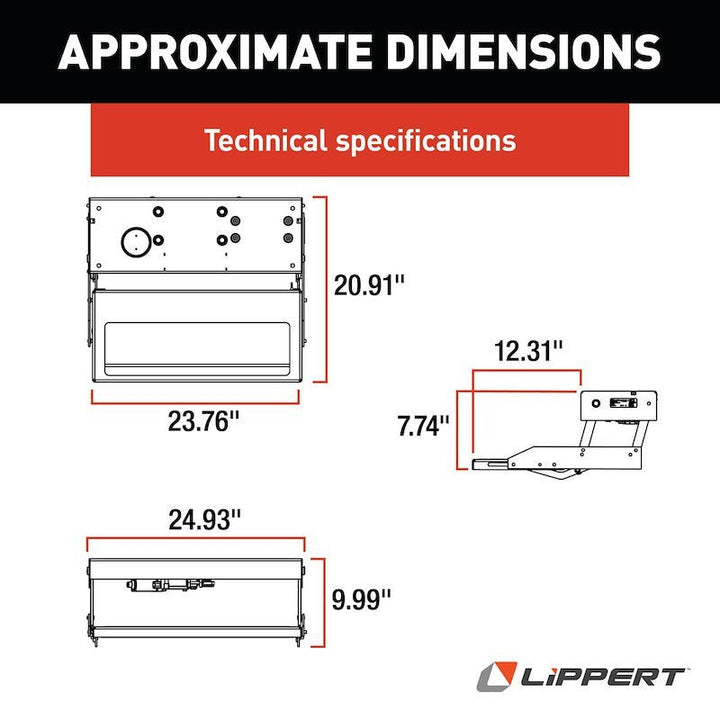 lippert components 3747451 series 28 single electric folding entry step *SPECIAL ORDER* - Young Farts RV Parts