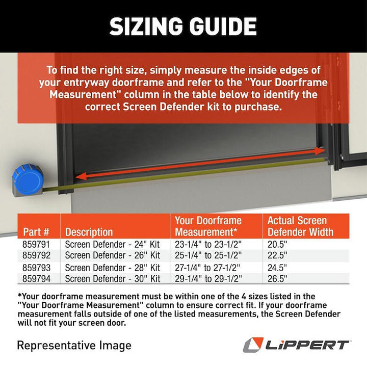 Lippert Components 859794 - Black 30'' Mesh Screen Defender RV Entry Door Screen Protector - Young Farts RV Parts