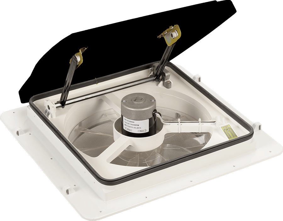 MaxxAir 4500K MaxxFan Roof Vent Remote Control Powered Opening - Smoke - Young Farts RV Parts