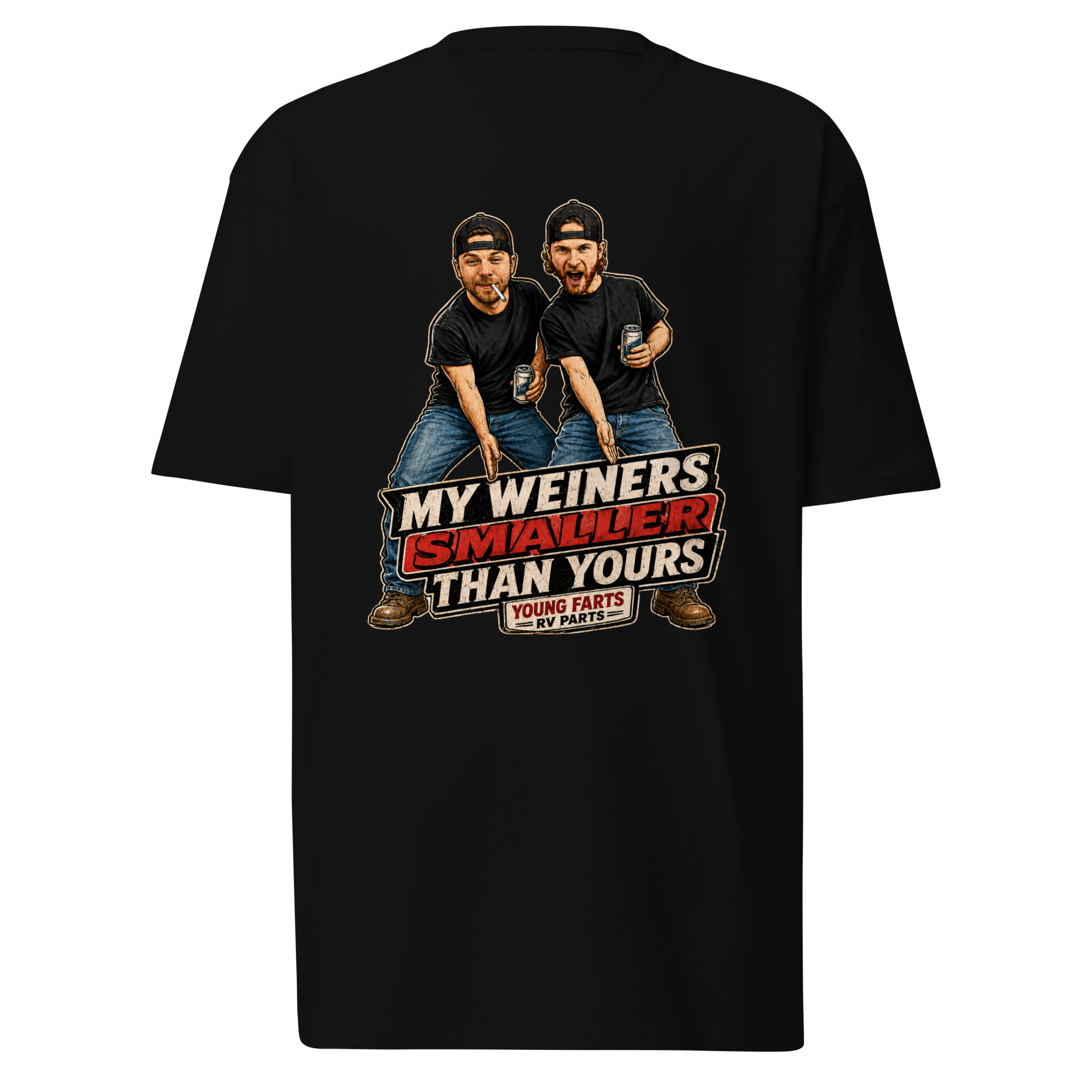 My Weiner’s Smaller Than Yours Young Farts character T-Shirt in Black