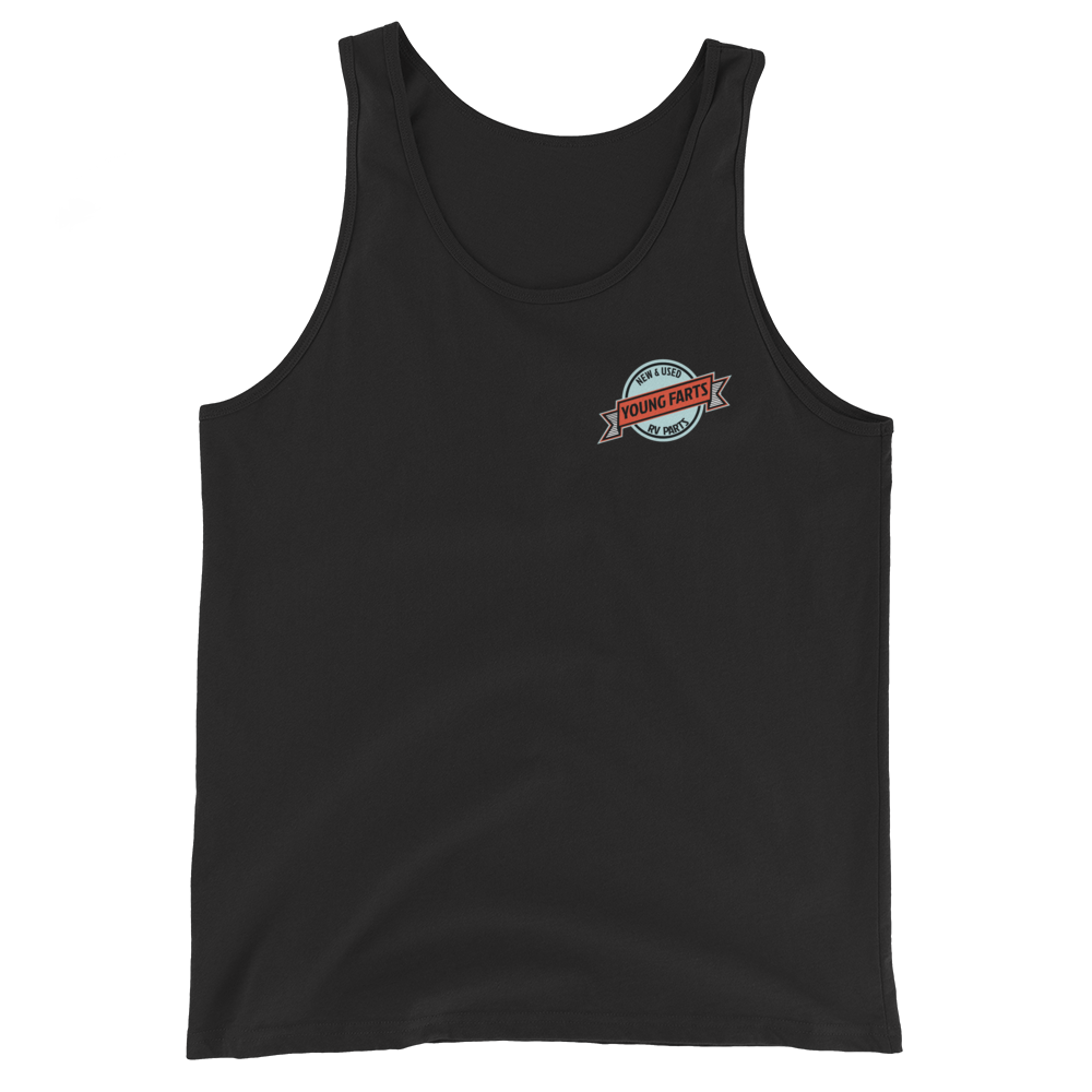 Young Farts Sun’s Out, Farts Out Tank Top with front and back print in Black