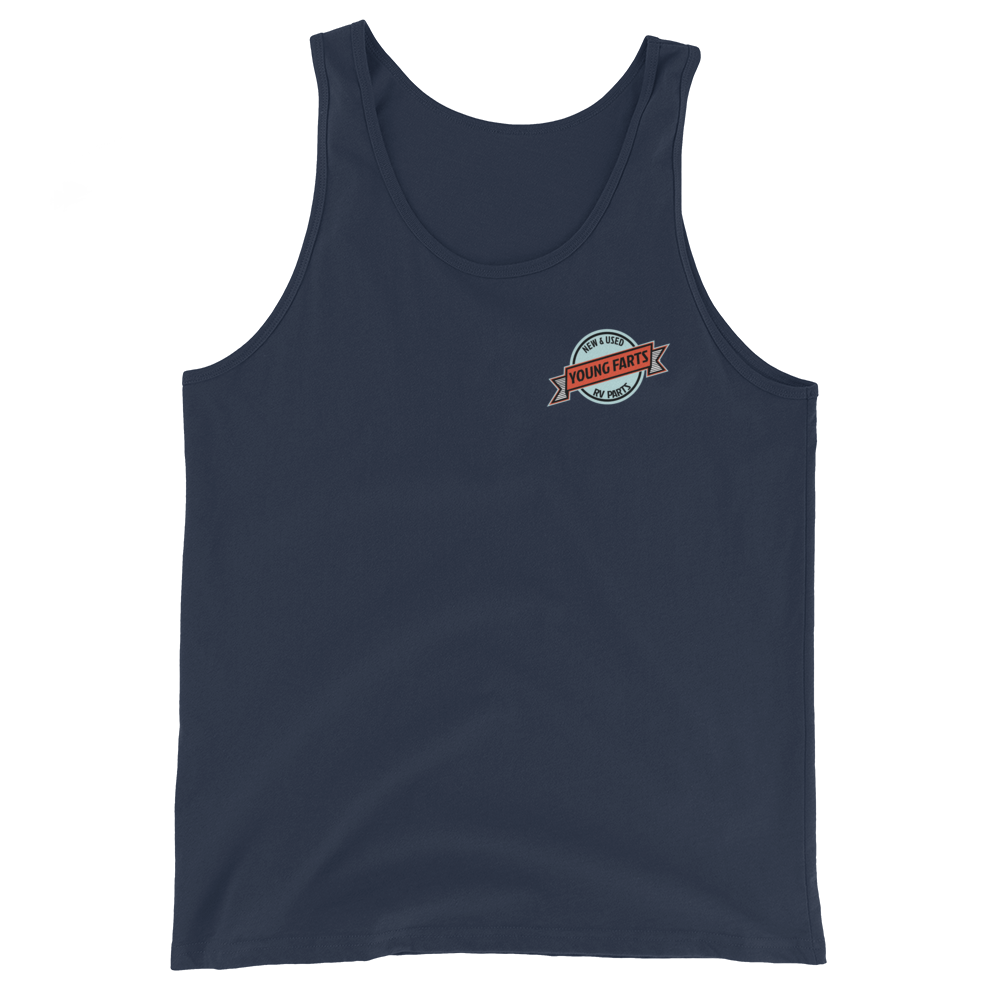Young Farts Sun’s Out, Farts Out Tank Top with front and back print in Black
