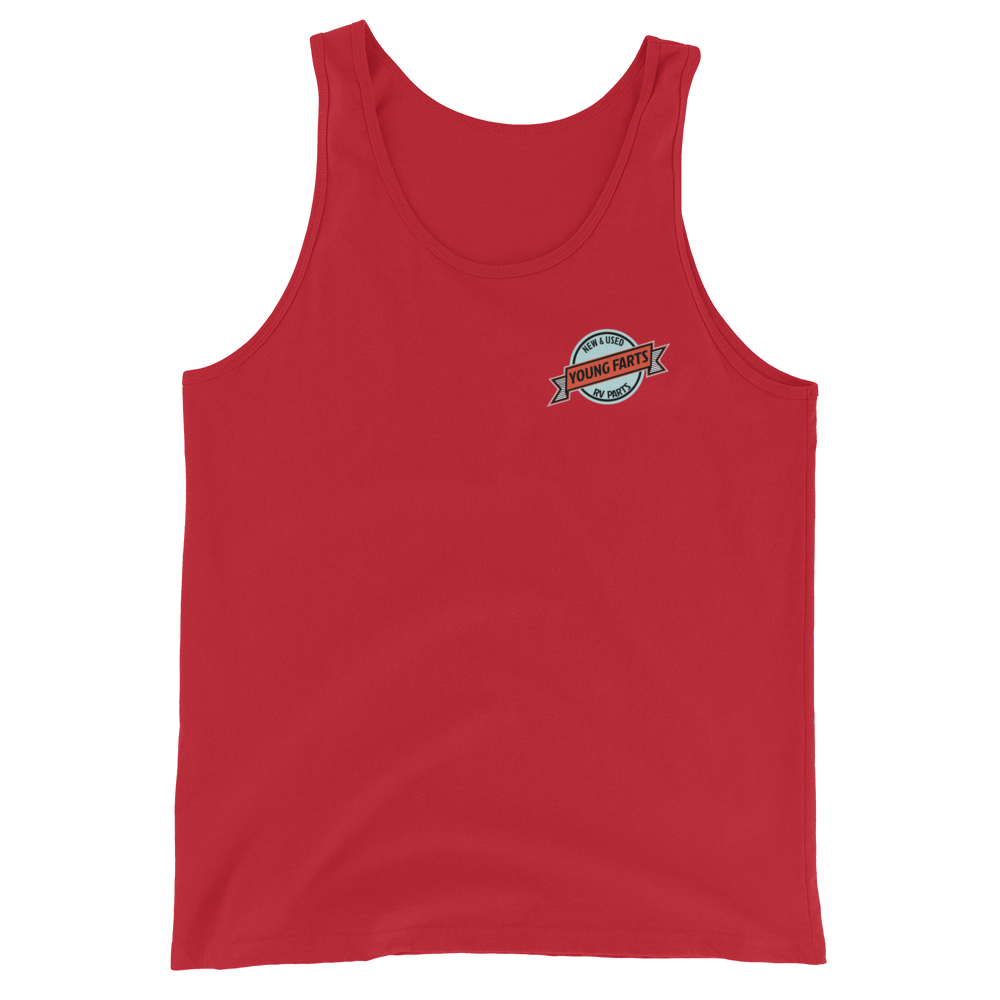 Young Farts Sun’s Out, Farts Out Tank Top with front and back print in Black