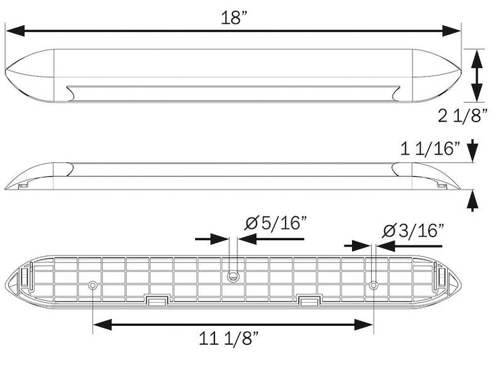Optronics ILL71CBAWN LED 16" Strip 12V White w/On Switch for Awning White - Young Farts RV Parts
