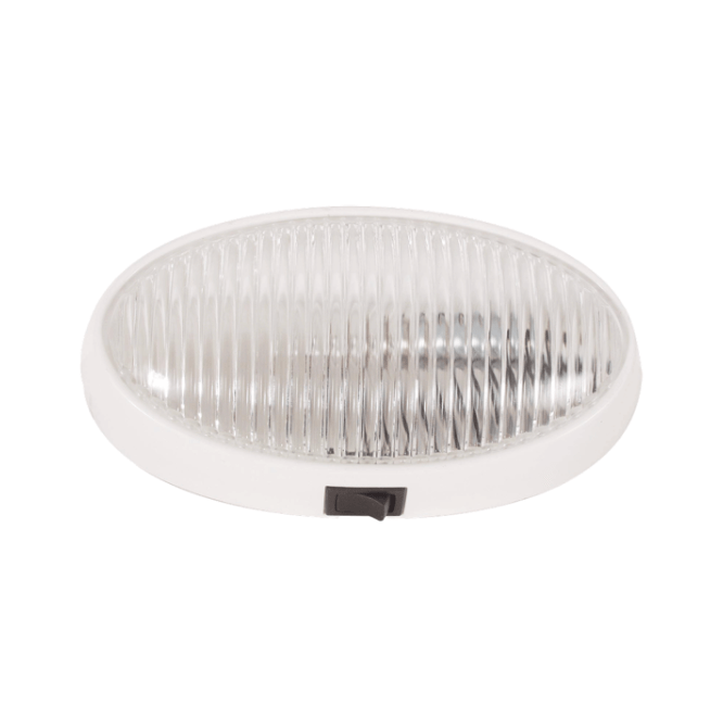 Optronics RVPL7CP Porch Light With Switch, White Housing, Clear - Young Farts RV Parts