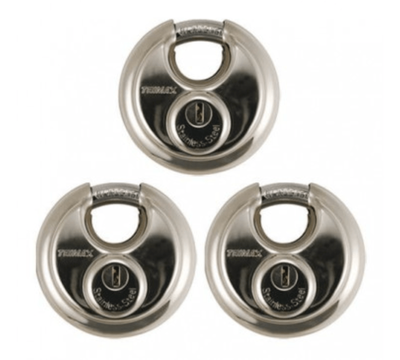 Padlock Trimax Locks TRP3170 Key Type, 70 Millimeter Body Diameter/ Round, 10 Millimeter Diameter Shackle, General Purpose, Stainless Steel, Round - Young Farts RV Parts