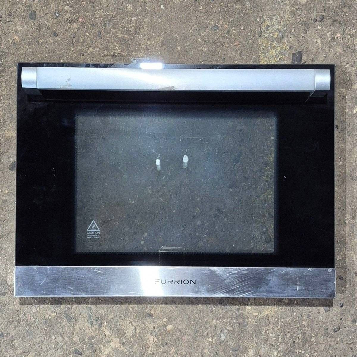 Used Furrion Oven Door , Black Glass Panel W/ Stainless Steel Trim & Handle - 21.375
