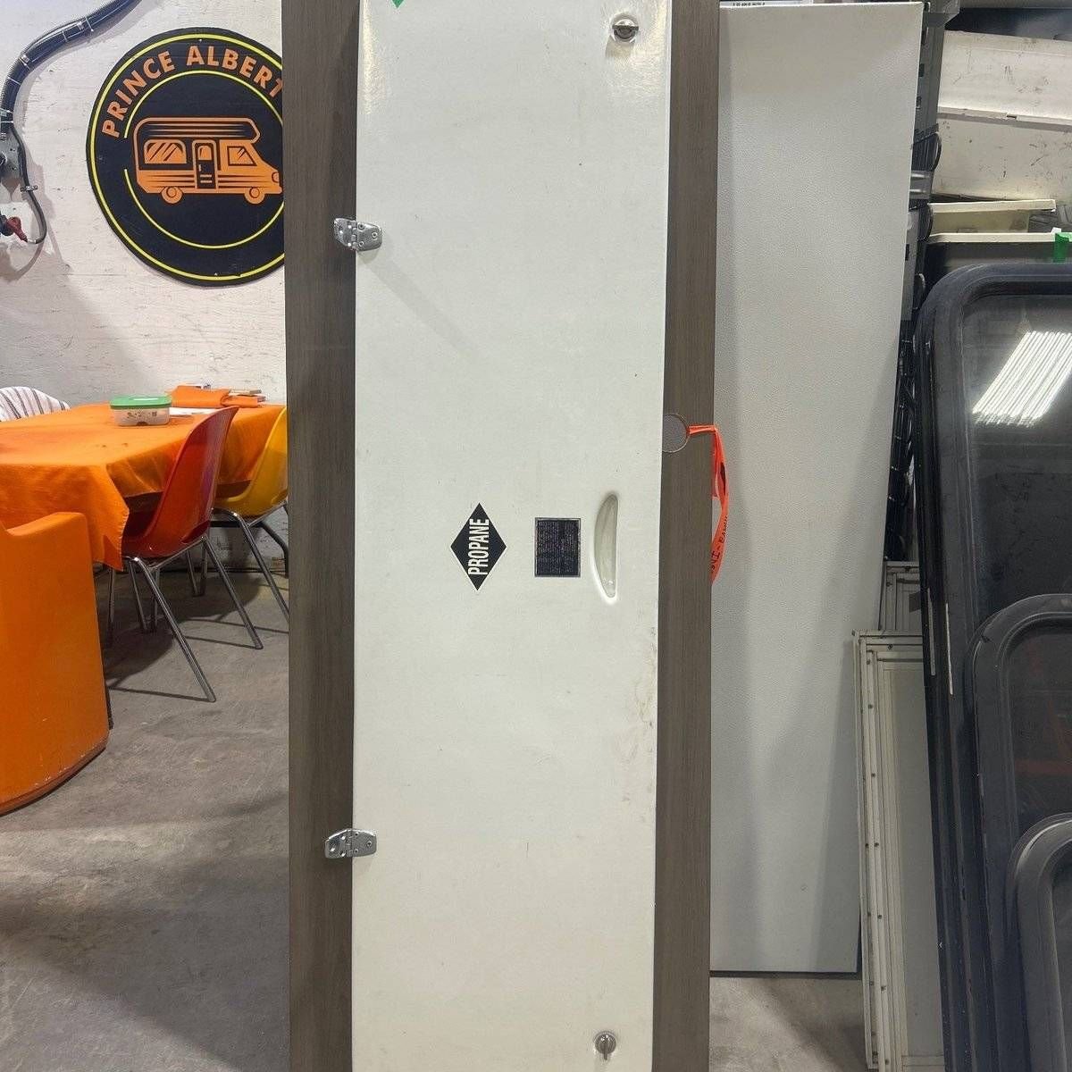 Used Radius Cornered Propane Cargo Door - 63.25 X 16.75 X .75 - White Trim