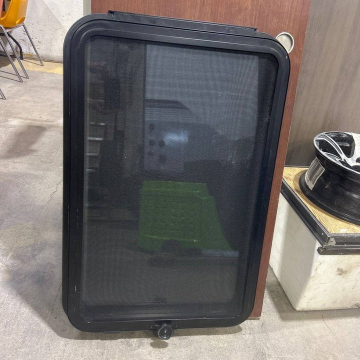 Used Black Radius Frameless Emergency Opening Window : 29 1/2" X 21 1/2 X 1 7/8" D - Photo 2