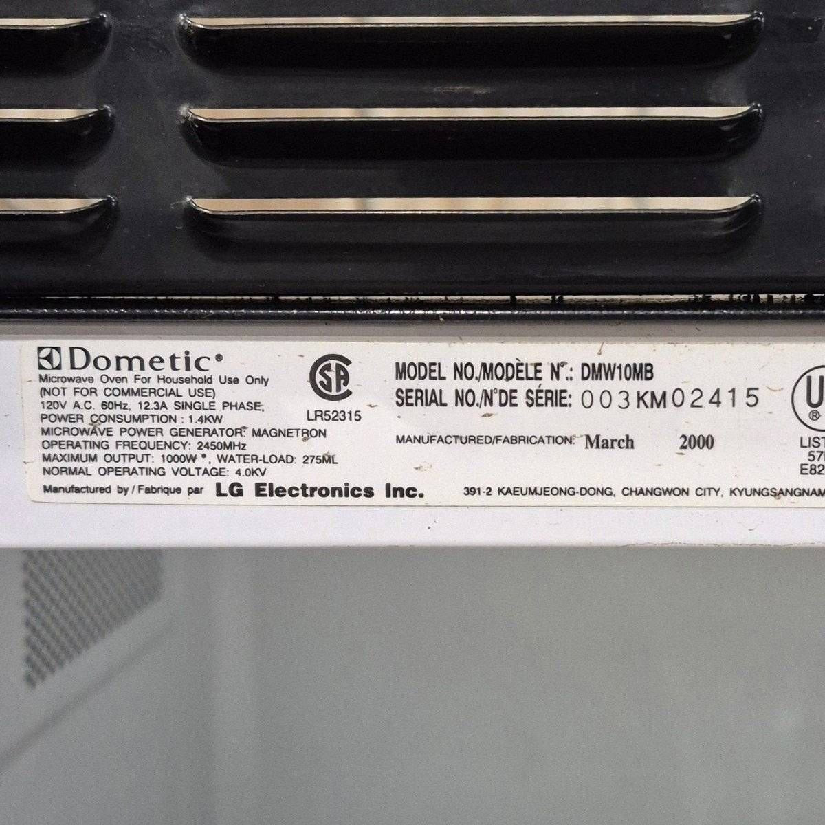 Used Dometic RV Microwave - DMW10MB , 21