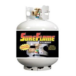 Propane Tank Manchester Tank 10504TC.101 SureFlame ®; DOT Portable Tank; 20 Pounds Capacity; 18" x 12.2" Diameter; Powder Coated; White; Steel; With Gauge; With OPD (Overfill Prevention Device) Valve - Young Farts RV Parts