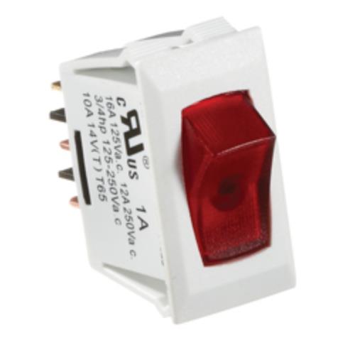 Rocker Switch 10A Illuminated On/Off SPST White w/Red - Young Farts RV Parts