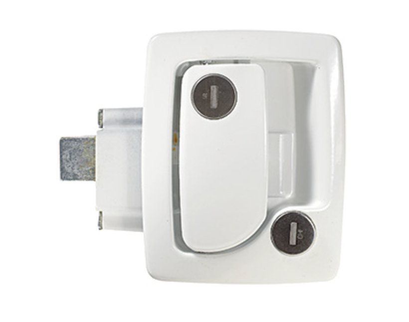 RV Designer T502 Entry Door Lock, White - Young Farts RV Parts