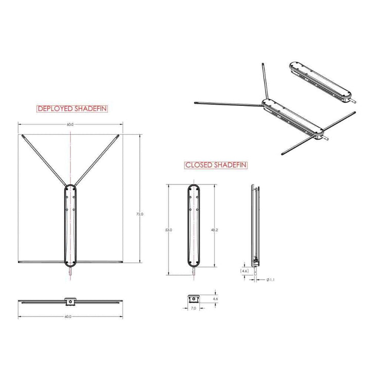 ShadeFin w/White Fabric, Bag & Fixed Rod Holder Mount Kit - Young Farts RV Parts