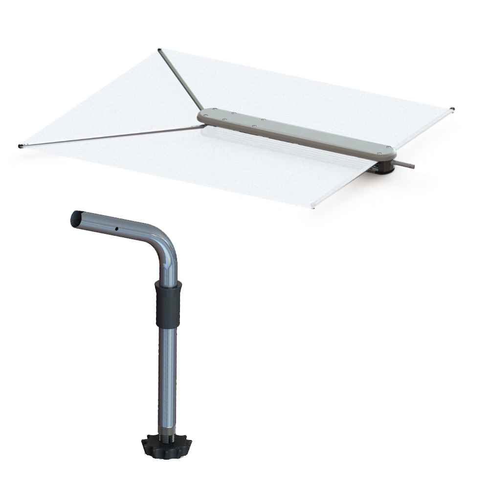 ShadeFin w/White Fabric, Bag & Fixed Rod Holder Mount Kit - Young Farts RV Parts