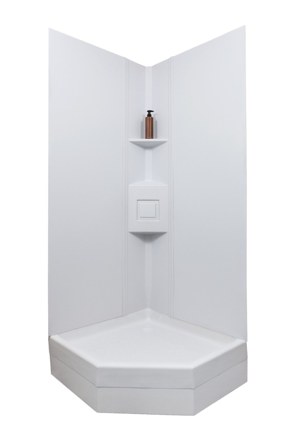 Shower Surround 72" x 27" Neo Angle Shower, Icon 15246 2 Piece Design, White, Smooth, ABS Plastic - Young Farts RV Parts