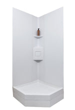 Load image into Gallery viewer, Shower Surround 72&quot; x 27&quot; Neo Angle Shower, Icon 15246 2 Piece Design, White, Smooth, ABS Plastic - Young Farts RV Parts