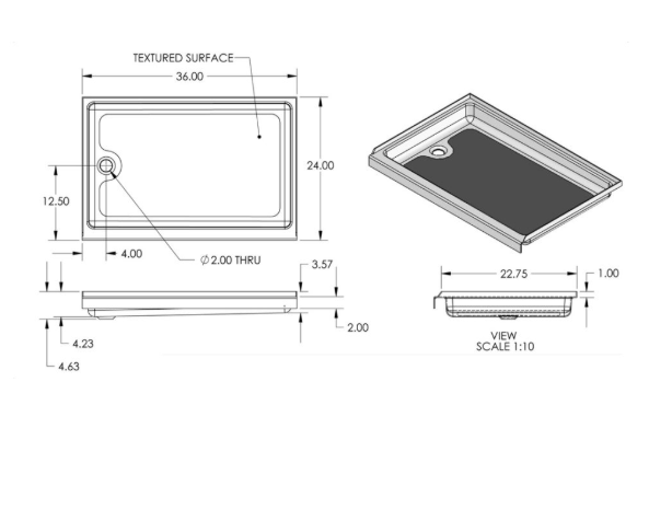 Specialty Recreation SP2436WL Shower Pan, LH Drain 24 X 36 White - Young Farts RV Parts