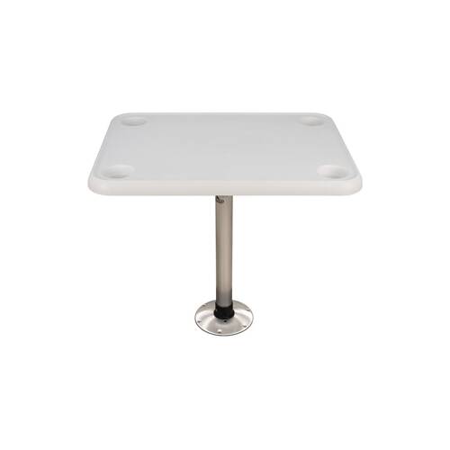 SPRINGFIELD Boat Table - 28" L x 16" W Table Top; 27" Fixed Height; Rectangular; White - 1690107 - Young Farts RV Parts