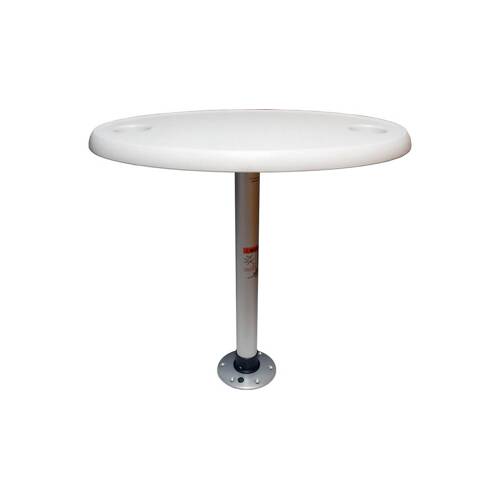 SPRINGFIELD Boat Table - 30" L x 18" W Table Top; 27" Fixed Height; Oval; White - 1690106 - Young Farts RV Parts