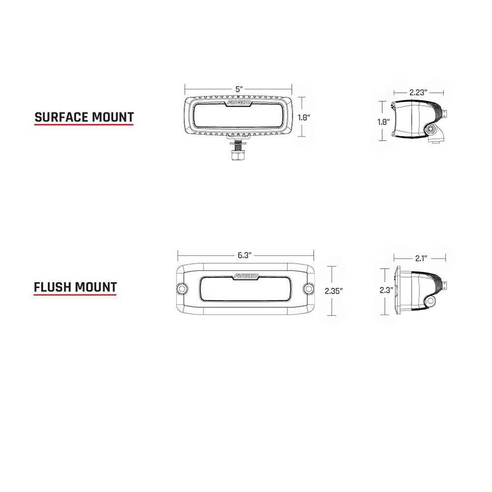 SR - Q PRO Back Light Kit - Flush Mount Diffused - Pair - Black - Young Farts RV Parts