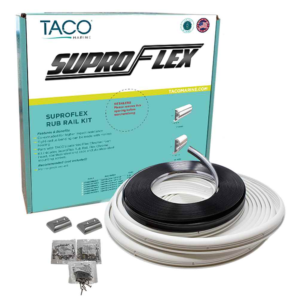 SuproFlex Rub Rail Kit - White w/Flex Chrome Insert - 1.6