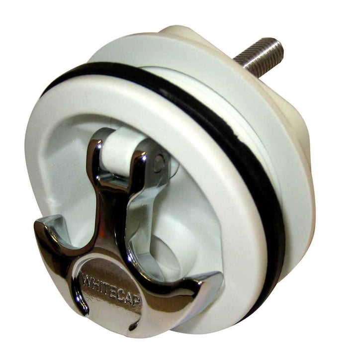T - Handle Latch - Chrome Plated Zamac/White Nylon - No Lock - Freshwater Use Only - Young Farts RV Parts