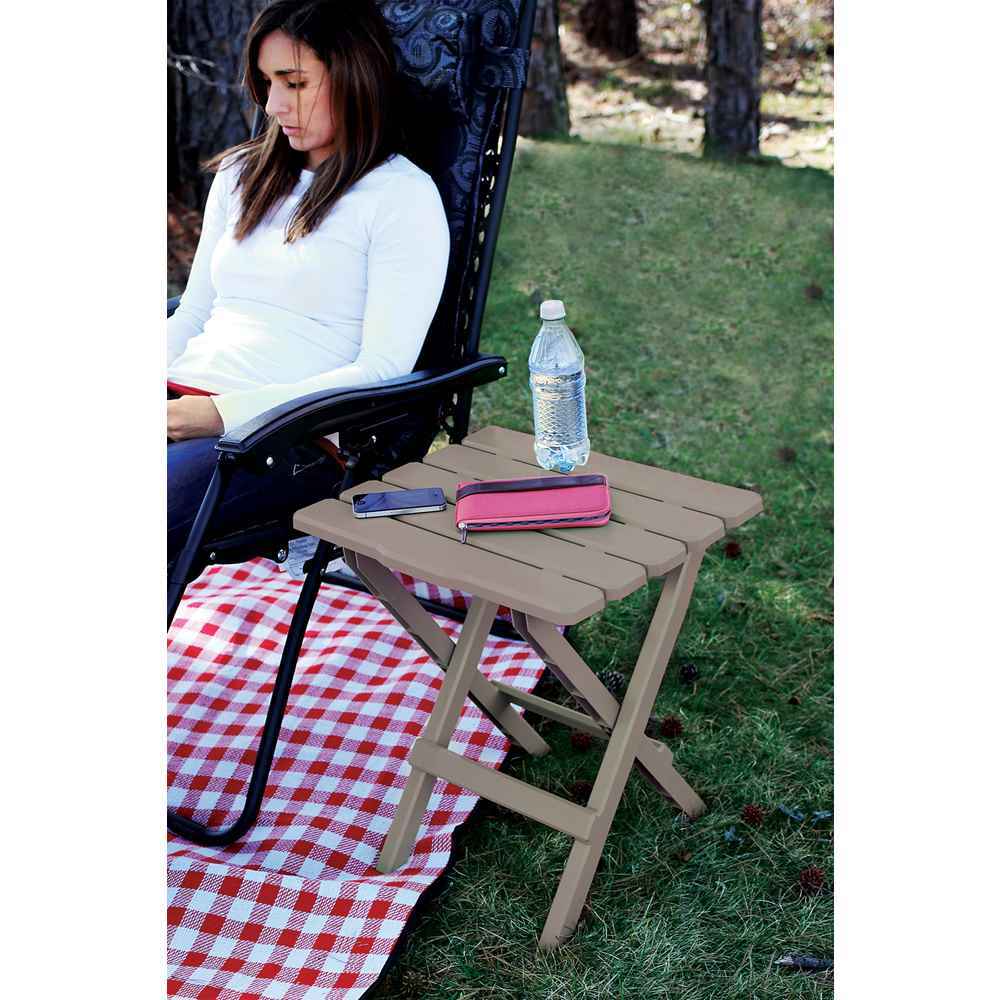 Taupe Large Adirondack Portable Outdoor Folding Side Table - Young Farts RV Parts