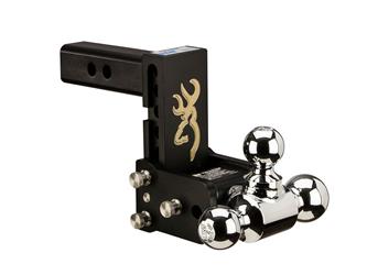 Trailer Hitch Ball Mount B&W Trailer Hitches TS10048BB Tow & Stow Browning Model 8, Class IV, Fits 2" Receiver, 10000 Pound Gross Trailer Weight/ 1000 Pound Tongue Weight, 5" Drop/ 5 - 1/2" Rise, Tri Ball - 1 - 7/8" And 2" And 2 - 5/16" - Young Farts RV Parts