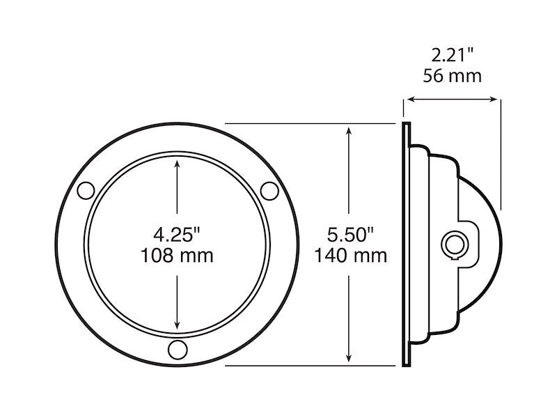 Trailer Light Peterson Mfg. V413 Flush - Mount Stop/ Turn/ Tail Light, Incandescent Bulb, Round, Red Lens, 4
