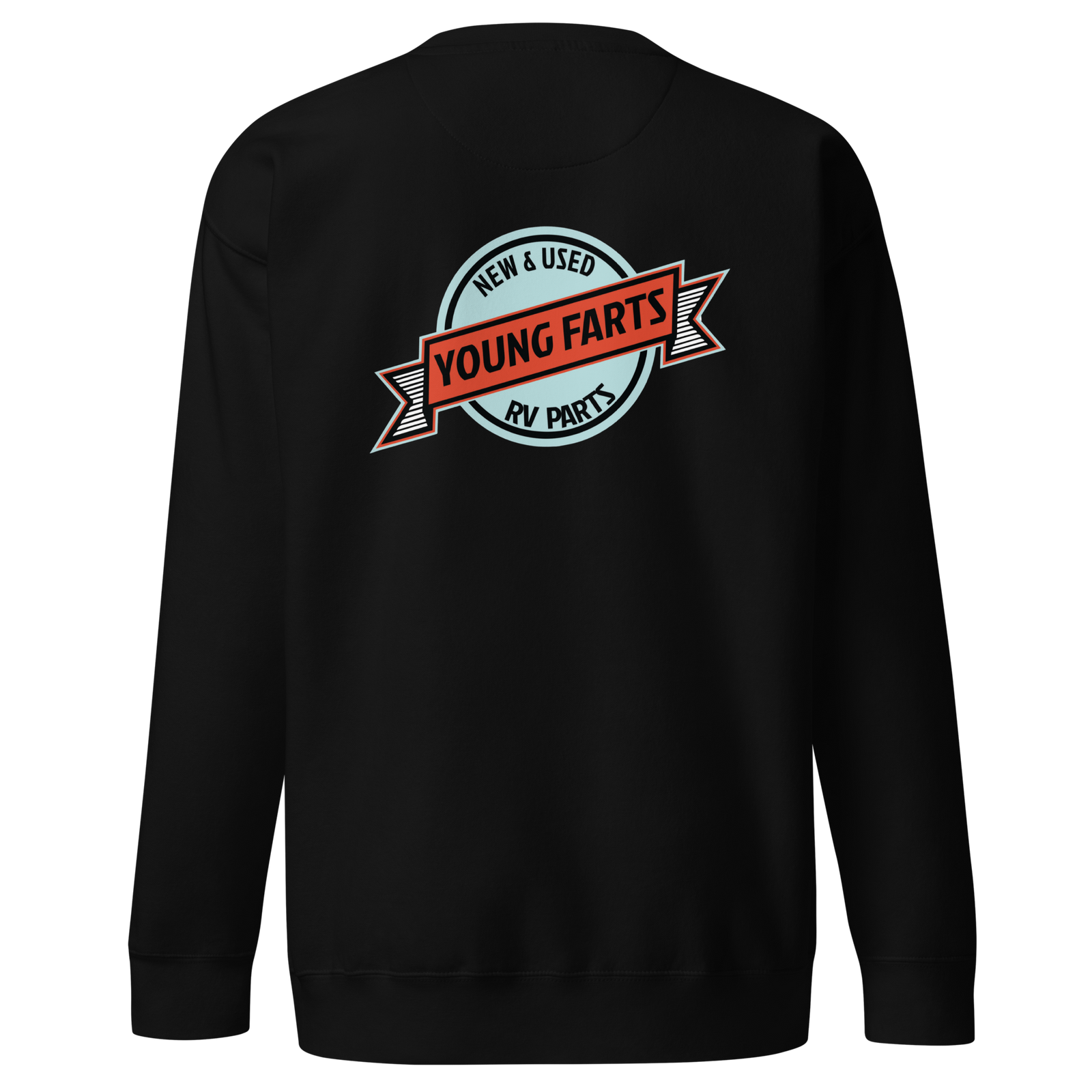 Young Farts Crewneck Sweatshirt with front and back print in Black