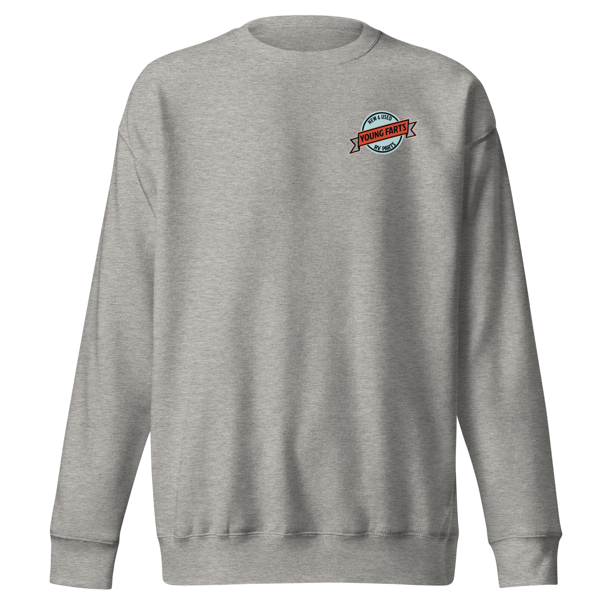 Young Farts Crewneck Sweatshirt with front and back print in Carbon Grey