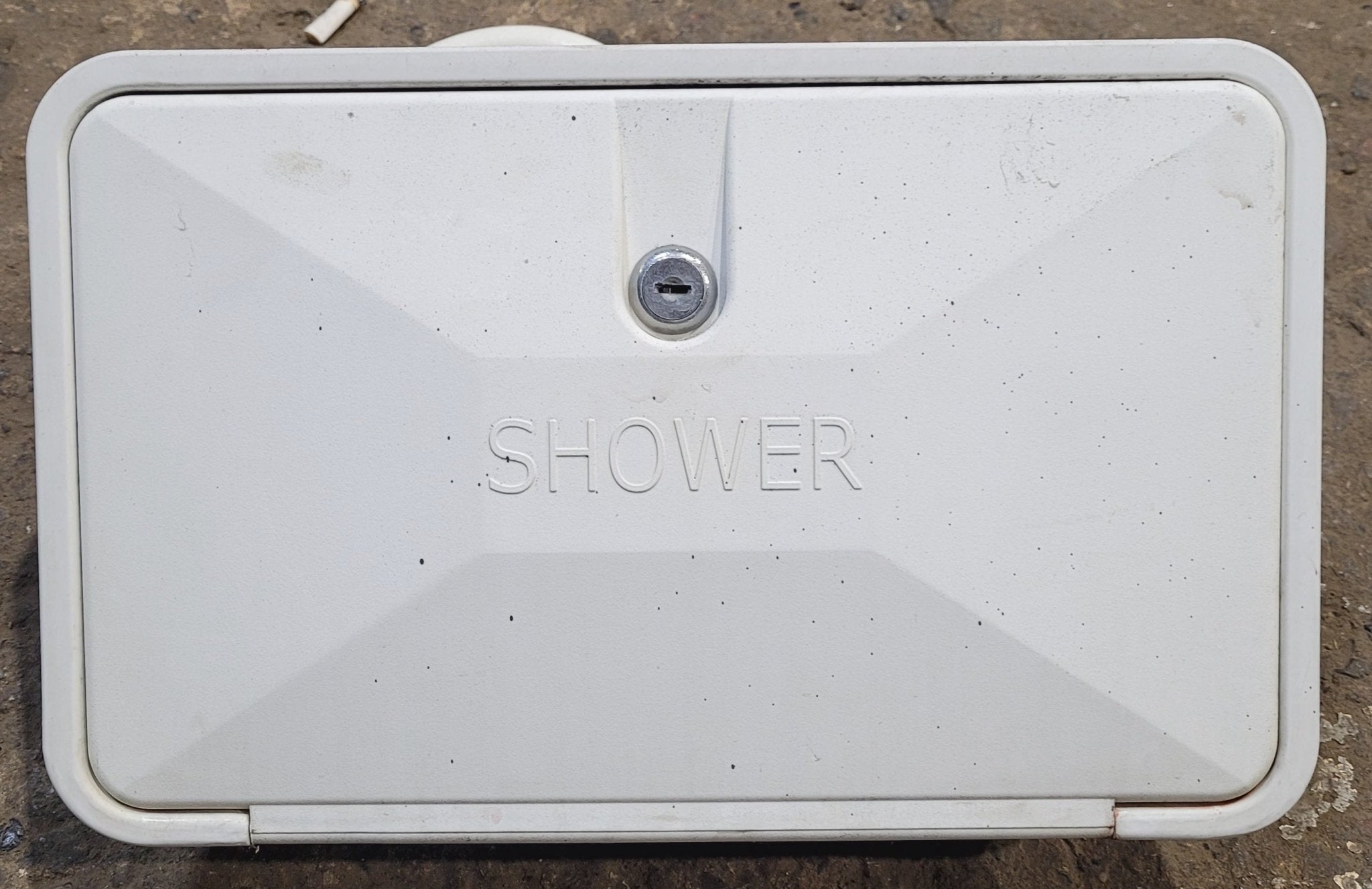 Used 13 3/4" W RV Access Hatch - Outdoor Shower - Young Farts RV Parts