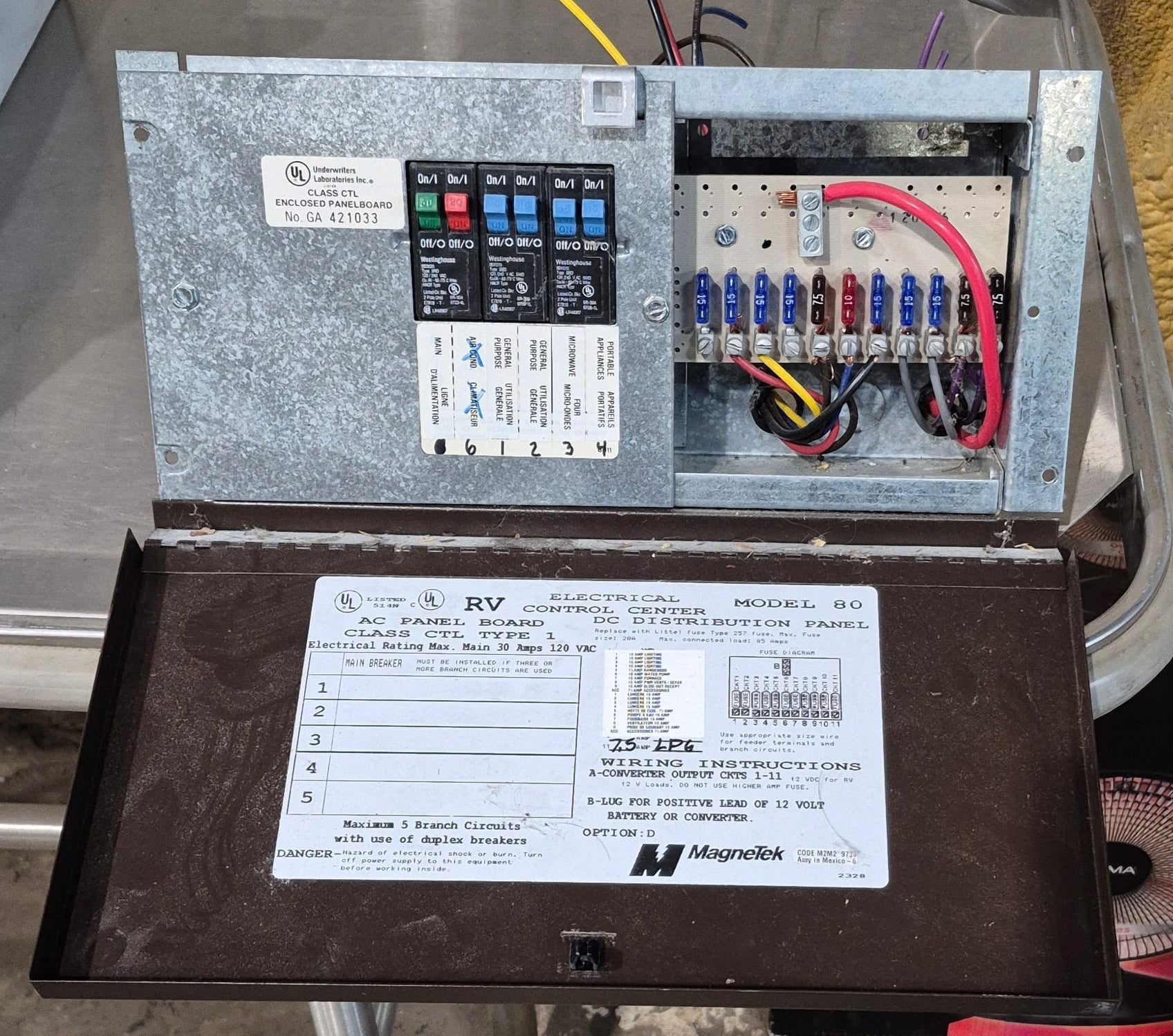 Used 30 AMP Magnetek DC Distribution Panel - Model 80 - Young Farts RV Parts