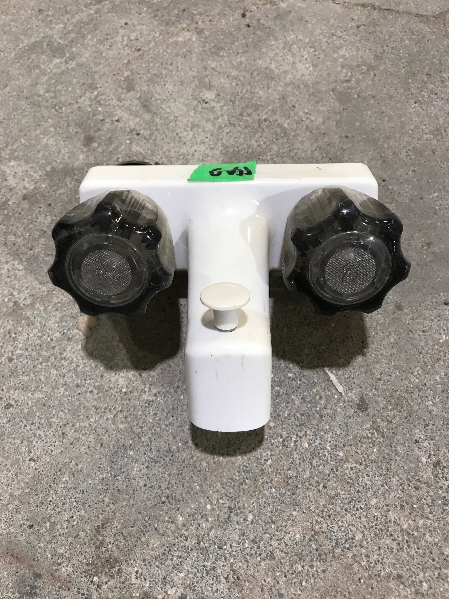 Used 4" Bathroom Faucet Bone With Smoked Knobs - Young Farts RV Parts