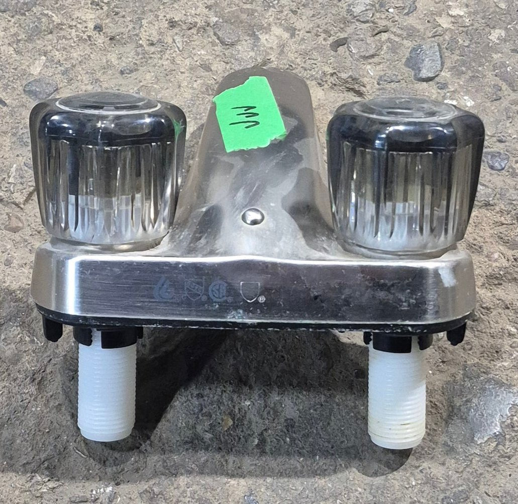 Used 4" Bathroom Faucet Chrome, Smoked Knobs - Young Farts RV Parts
