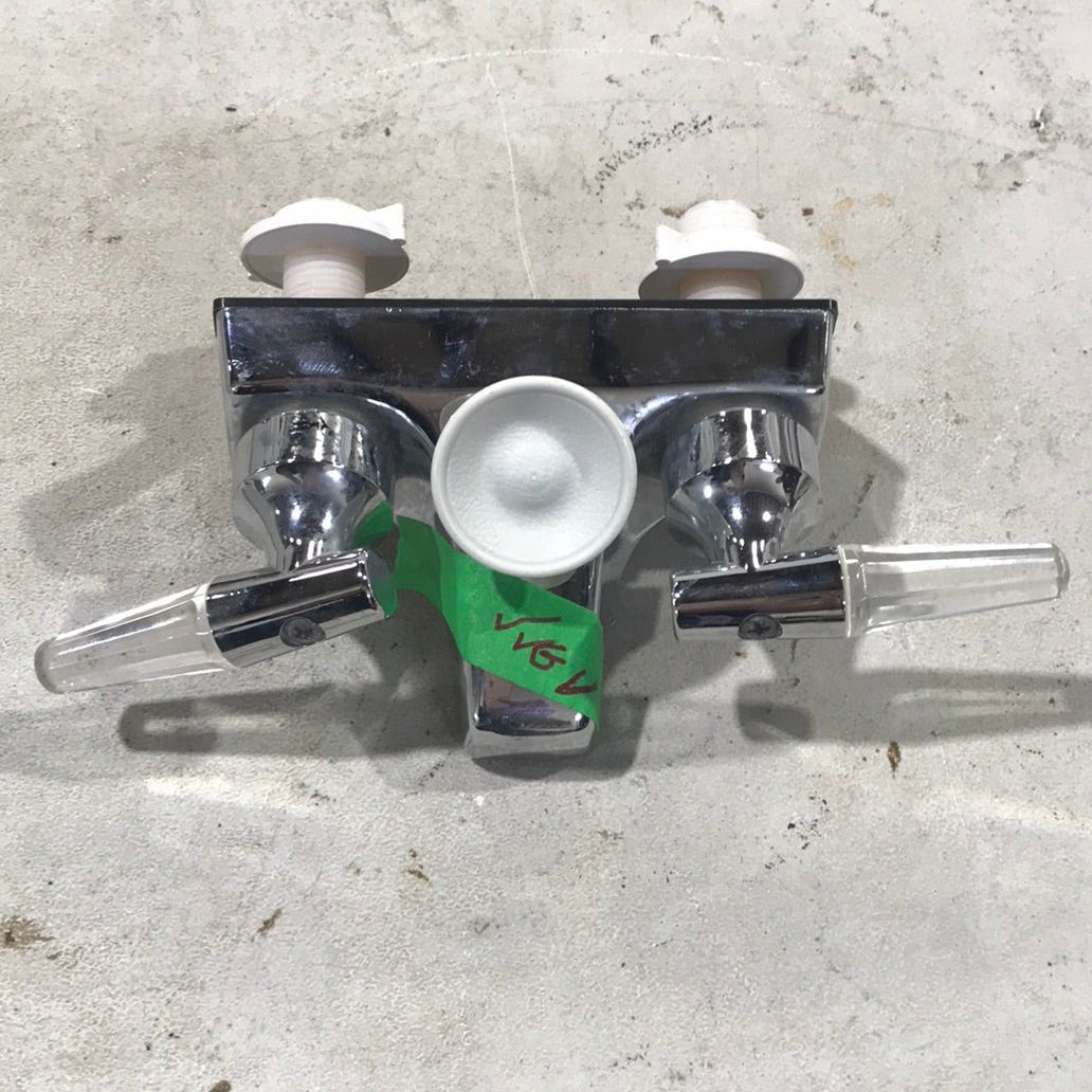 Used 4" Shower Faucet With Diverter, Chrome, Clear/ Chrome Handles - Young Farts RV Parts