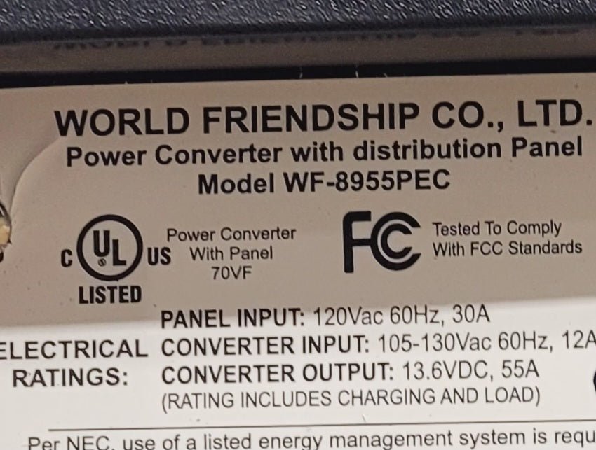 Used 55 AMP Converter WF - 8955PEC - Young Farts RV Parts