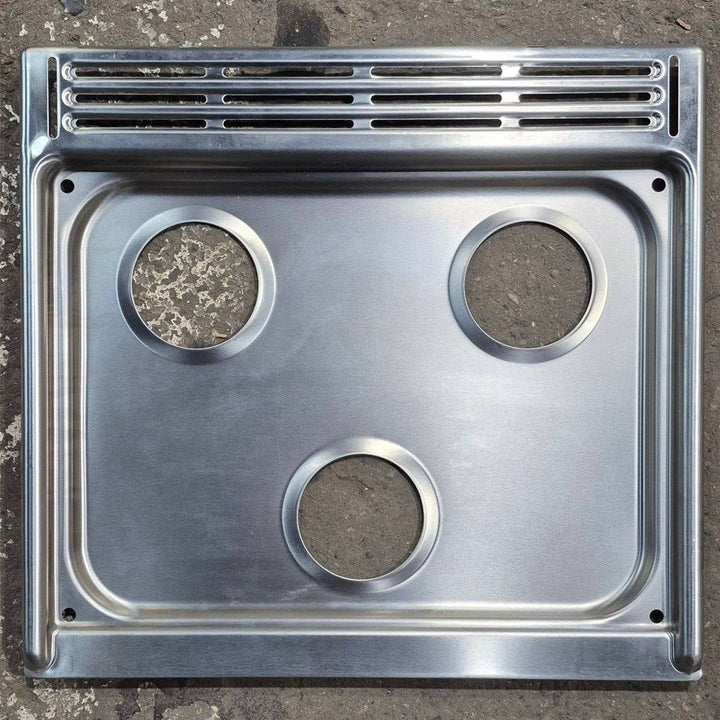 Used Atwood 3 Burner Main Top, Silver (Stainless Steel), Slotted - 21" X 19 1/2" - Young Farts RV Parts