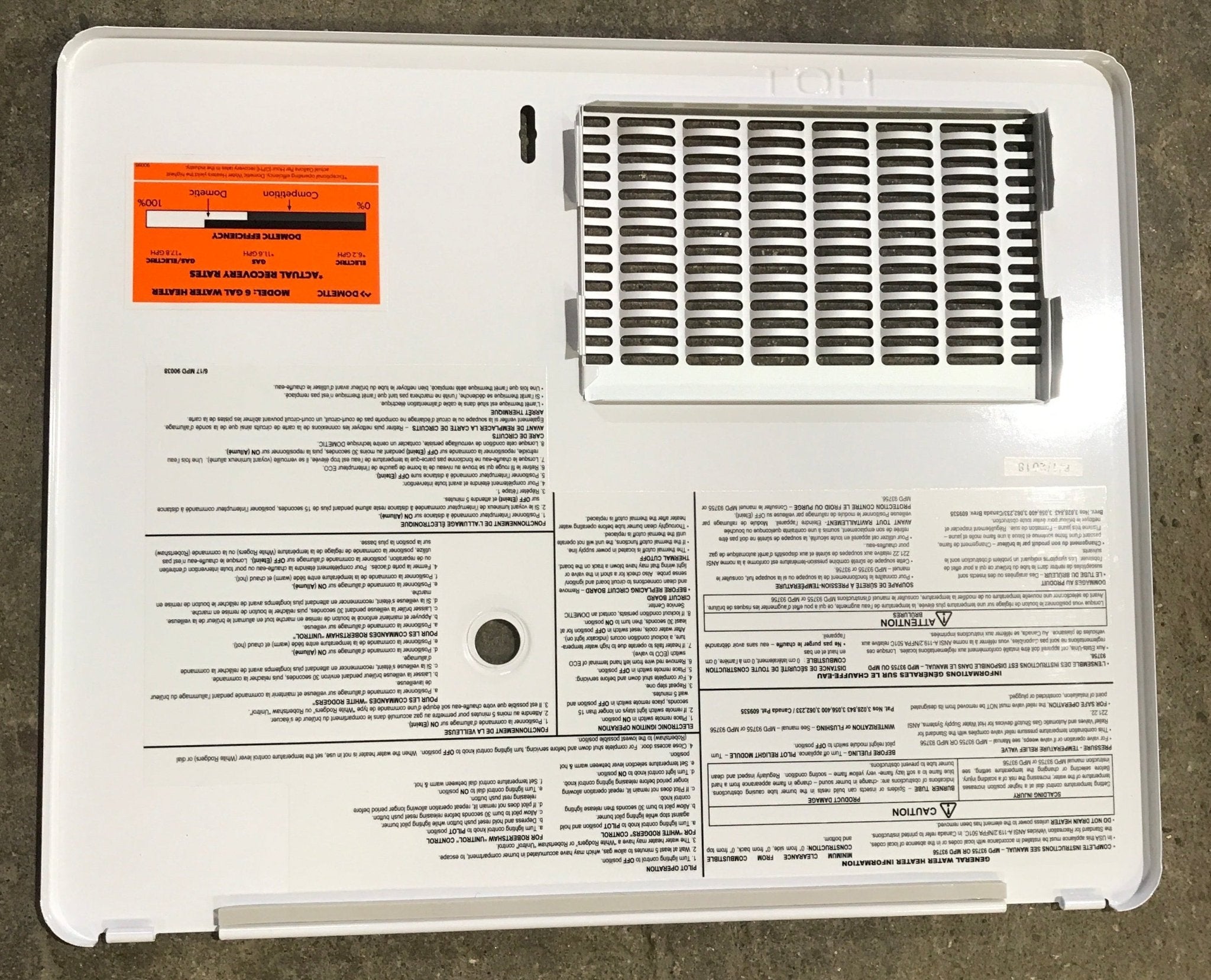 Used Atwood / Dometic 6 Gallon Water Heater Access Door, White, Surface Mount - 91502 - Young Farts RV Parts
