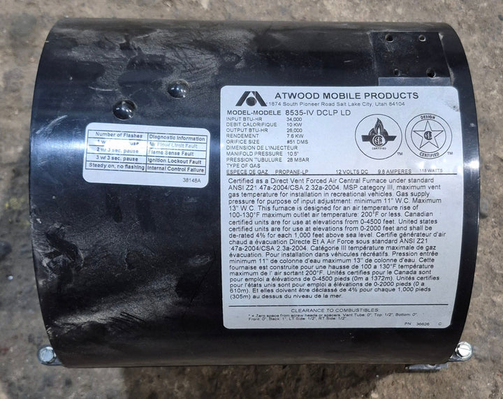 Used Atwood Furnace Blower Housing, Front & Back - 37606 & 37605 - Young Farts RV Parts