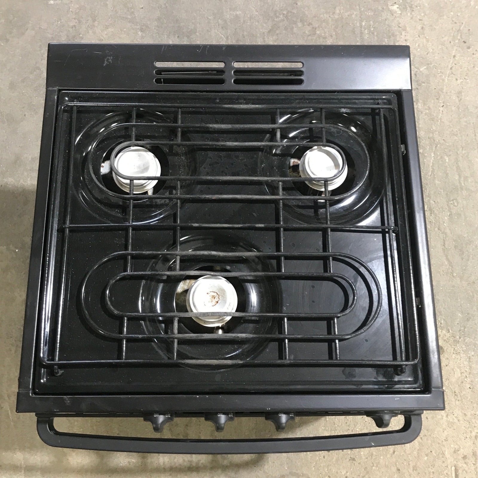 Used Atwood / Wedgewood Range Stove, 3 - Burner - R - W1730BB - Young Farts RV Parts