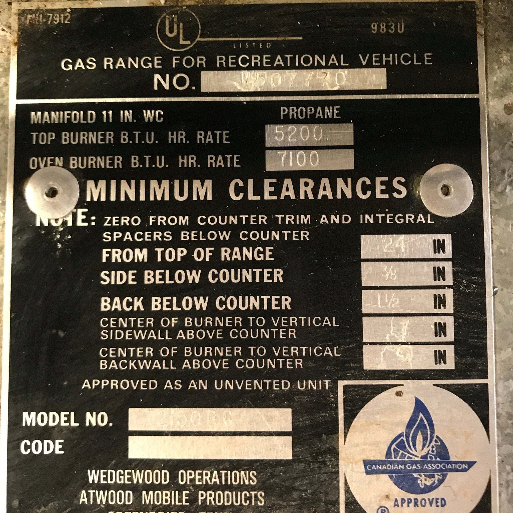 Used Atwood / Wedgewood Range Stove, 4 - Burner, Retro/ Vintage - T2150 BG - Young Farts RV Parts