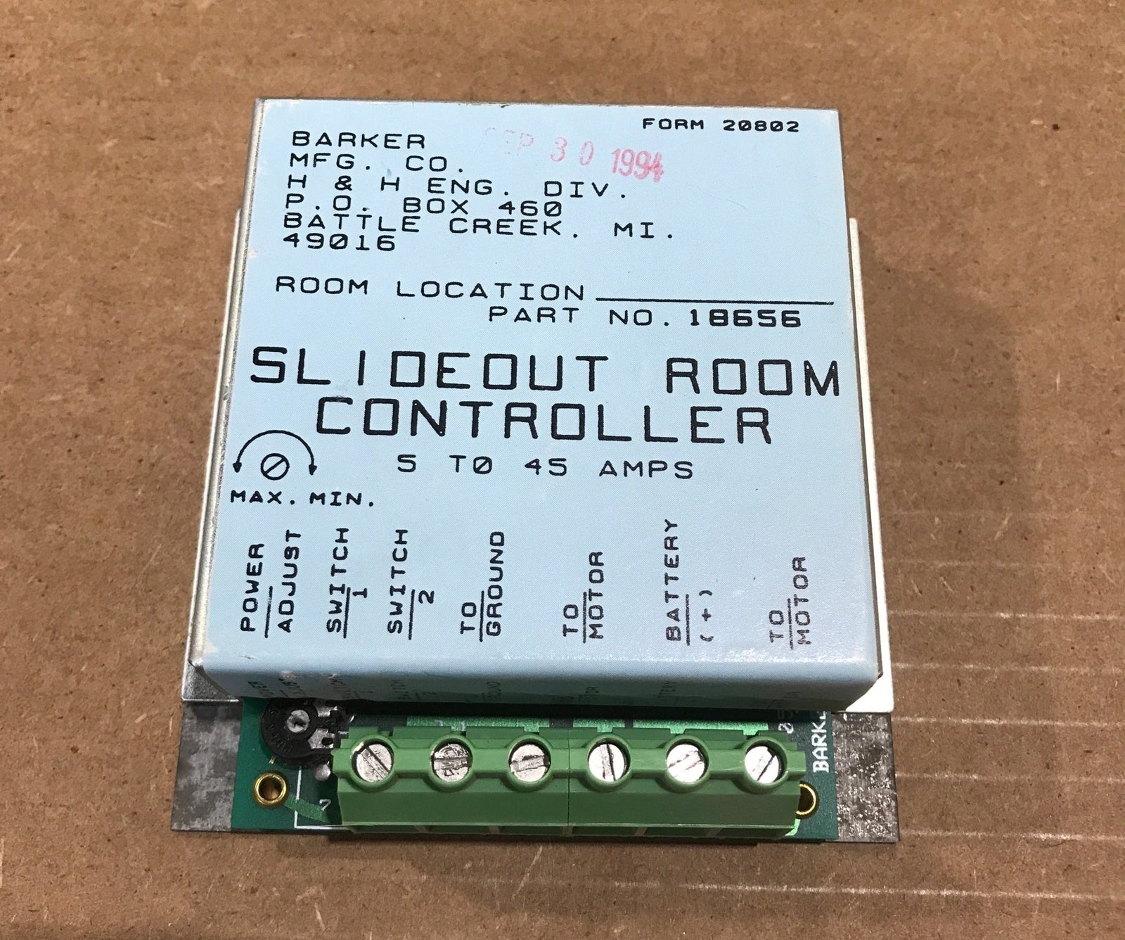 Used Barker Slide - Out Controller - 18656 - Young Farts RV Parts