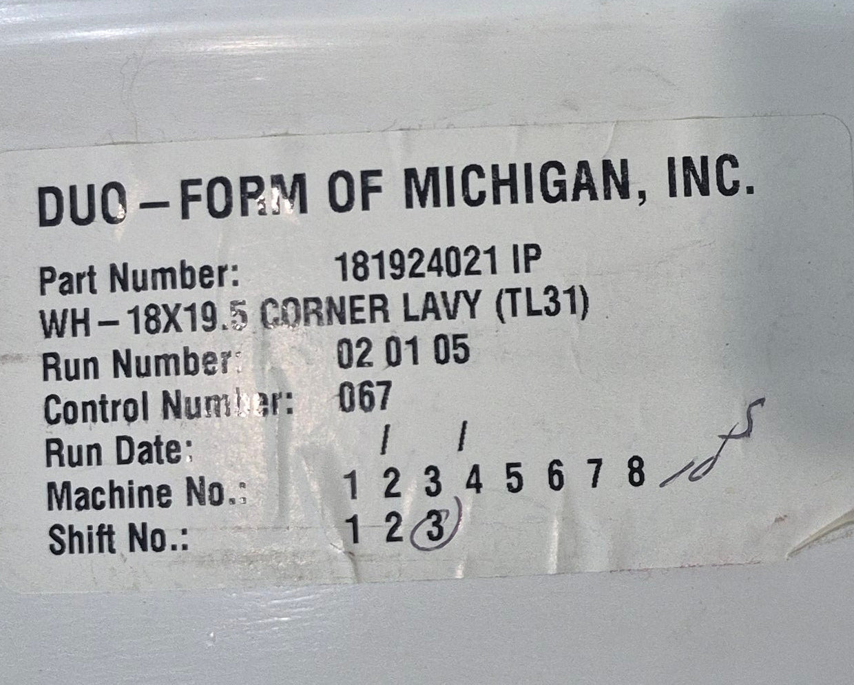 Used Bathroom Corner Sink, Off White - 18 1/2