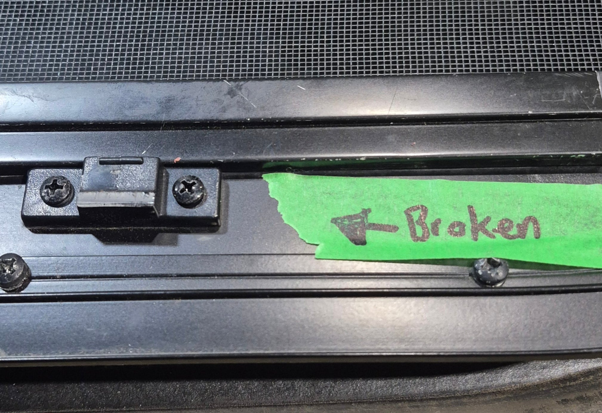 Used Black Radius Emergency Opening Window : 29 1/2" W x 21 1/2" H x 1 3/4" - Young Farts RV Parts