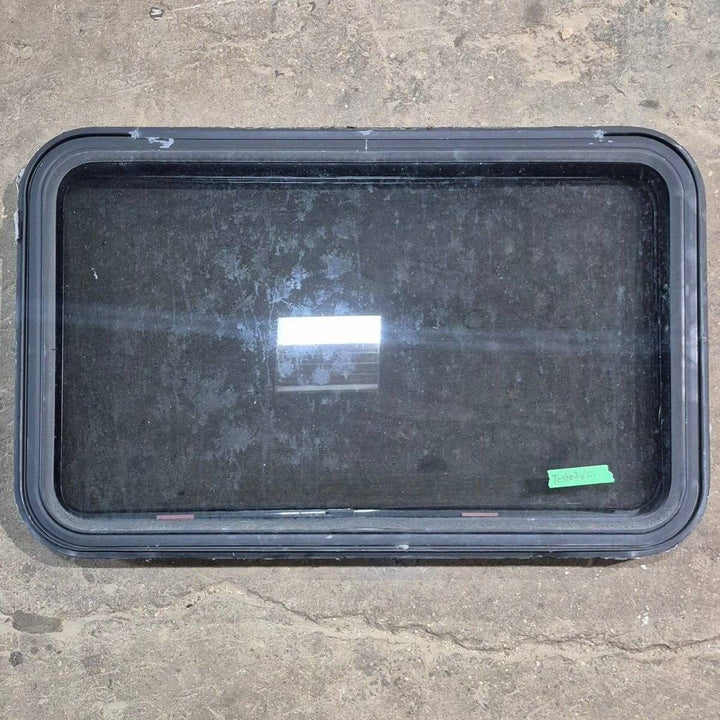 Used Black Radius Emergency Opening Window - 35 1/8" X 21 1/4" X 1 7/8" - Young Farts RV Parts
