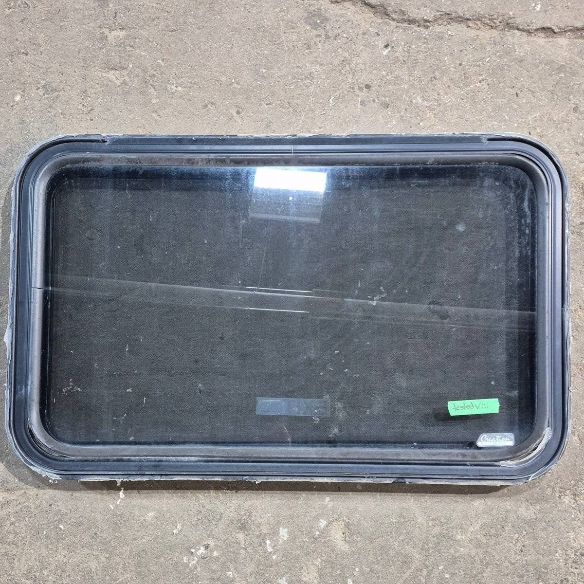 Used Black Radius Emergency Opening Window : 35" X 21.25" X 1.875" - Young Farts RV Parts